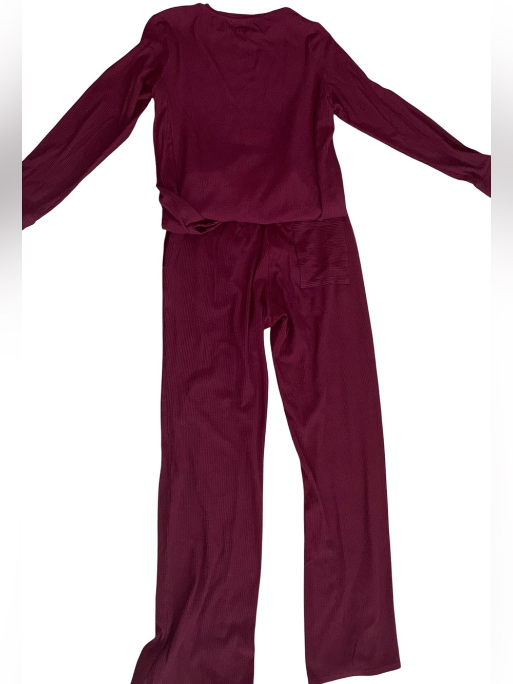 EUC Tommy John Burgundy Ribbed Lounge Set Small Medium Pajama Matching Set - Picture 4 of 14